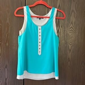 Naked Zebra sleeveless, turquoise and gray blouse. Size Small